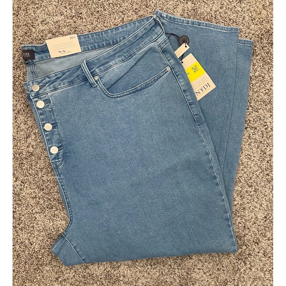 NYDJ Ami Jeans Women's 28W Blue Skinny Exposed Button Fly Stretch Ankle New